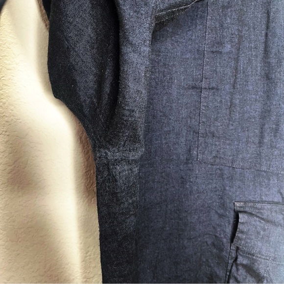 Theory Easy Pull On Cargo Linen Eco Sharkskin 2 Cropped Wide Leg Pants - Picture 6 of 12